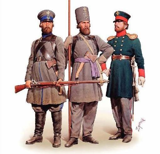Ратники и офицер народного ополчения. 1812 год. Ратники и офицер народного ополчения в 1812 году.