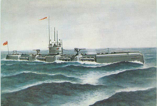 Подводная лодка Пантера в 1919 году с наружным расположением торпедных аппаратов
